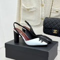 Chanel 26S Slingback 85mm Black White in Cowhide 706356