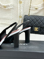 Chanel 26S Slingback 85mm Black White in Cowhide 706356