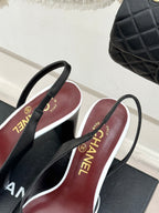 Chanel 26S Slingback 85mm Black White in Cowhide 706356