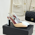 Chanel 26S Slingback 85mm Beige White in Cowhide 706355