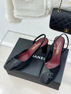 Chanel 26S Slingback 85mm Black Gray in Cowhide 706354