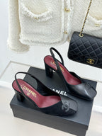 Chanel 26S Slingback 85mm Black Gray in Cowhide 706354