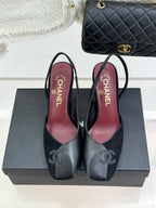 Chanel 26S Slingback 85mm Black Gray in Cowhide 706354