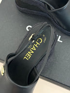 Chanel 26P Double C Rope Wedge Peep Toe Sandals Black in 706353