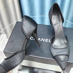 Chanel 26ss Retro Hollow-Out Pointed-Toe 70   Black in Calfskin 712470