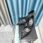 Chanel 26ss Retro Hollow-Out Pointed-Toe 70   Black in Calfskin 712470