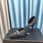 Chanel 26ss Retro Hollow-Out Pointed-Toe 70   Black in Calfskin 712470