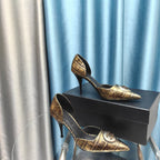 Chanel Pointed-Toe   High Heels 70mm Bronze Yellow in Calfskin 712469