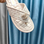 Chanel 26P Flip-Flops Cream in Woven 712314