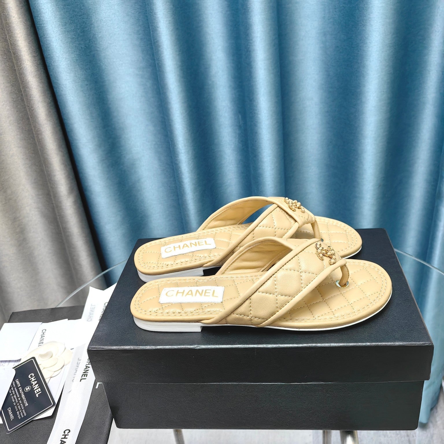 Chanel 26P Flip-Flops Beige in Calfskin 712315