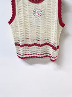 Chanel Vest Beige Red in Nitrile Cotton 278196