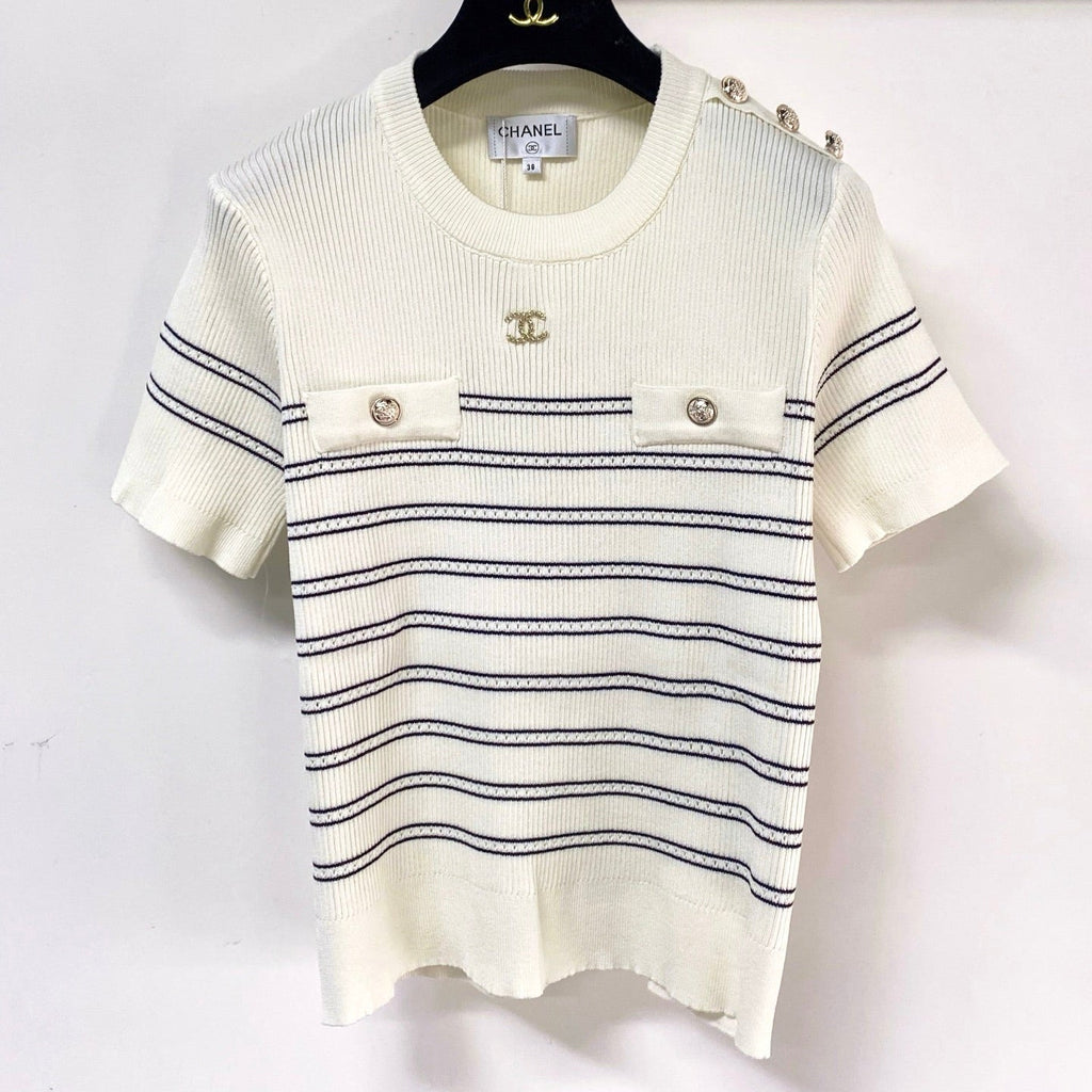Chanel Short-Sleeve T-Shirt White in Wool 287135