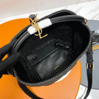 Le 37 Woven Bucket Bag 25cm Black in Raffia 285704