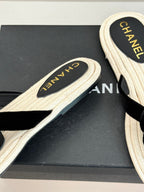 Chanel 26C Camellia Rope-Soled Flip-Flops Black in Velvet 717718