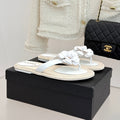 Chanel 26C Camellia Rope-Soled Flip-Flops White in Sheepskin 717717