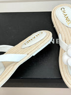 Chanel 26C Camellia Rope-Soled Flip-Flops White in Sheepskin 717717