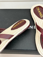 Chanel 26C Camellia Rope-Soled Flip-Flops Burgundy in Sheepskin 717716