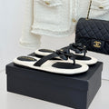 Chanel 26C Camellia Rope-Soled Flip-Flops Black in Sheepskin 717715