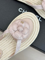 Chanel 26C Camellia Rope-Soled Flip-Flops Light Pink in Sheepskin 717714