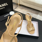 Chanel 26P Metallic Double C Stiletto Sandals 70 Beige In Sheepskin 717711
