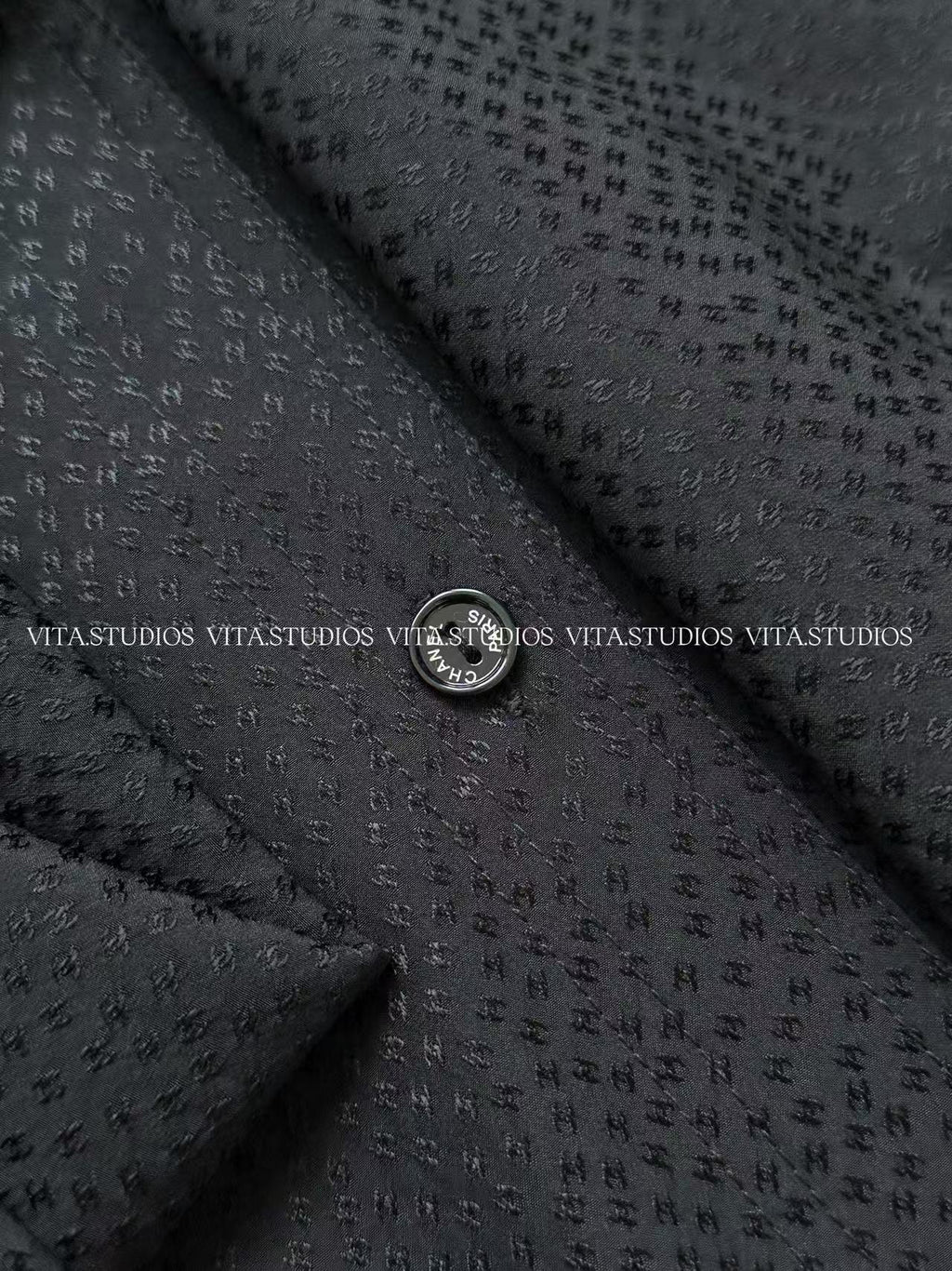 Chanel 26 Jacquard Shirt Black in Silk 298863