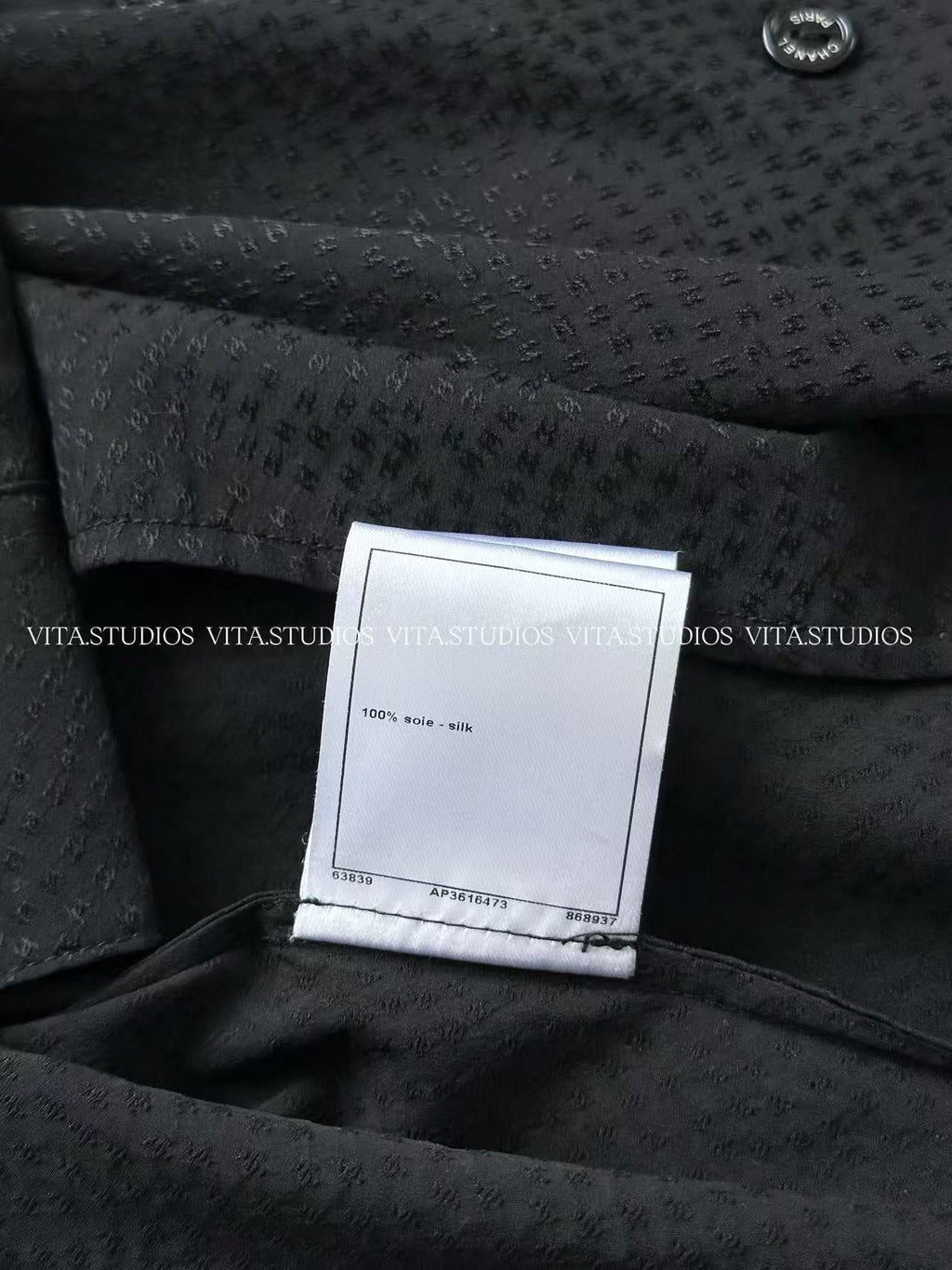 Chanel 26 Jacquard Shirt Black in Silk 298863