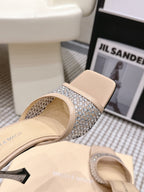Mach & Mach Embellished Mules 95 Nude Beige in Leather Diamonds 722810