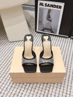 Mach & Mach Embellished Mules 95 Black in Leather Diamonds 722809