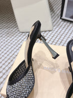 Mach & Mach Embellished Mules 95 Black in Leather Diamonds 722809