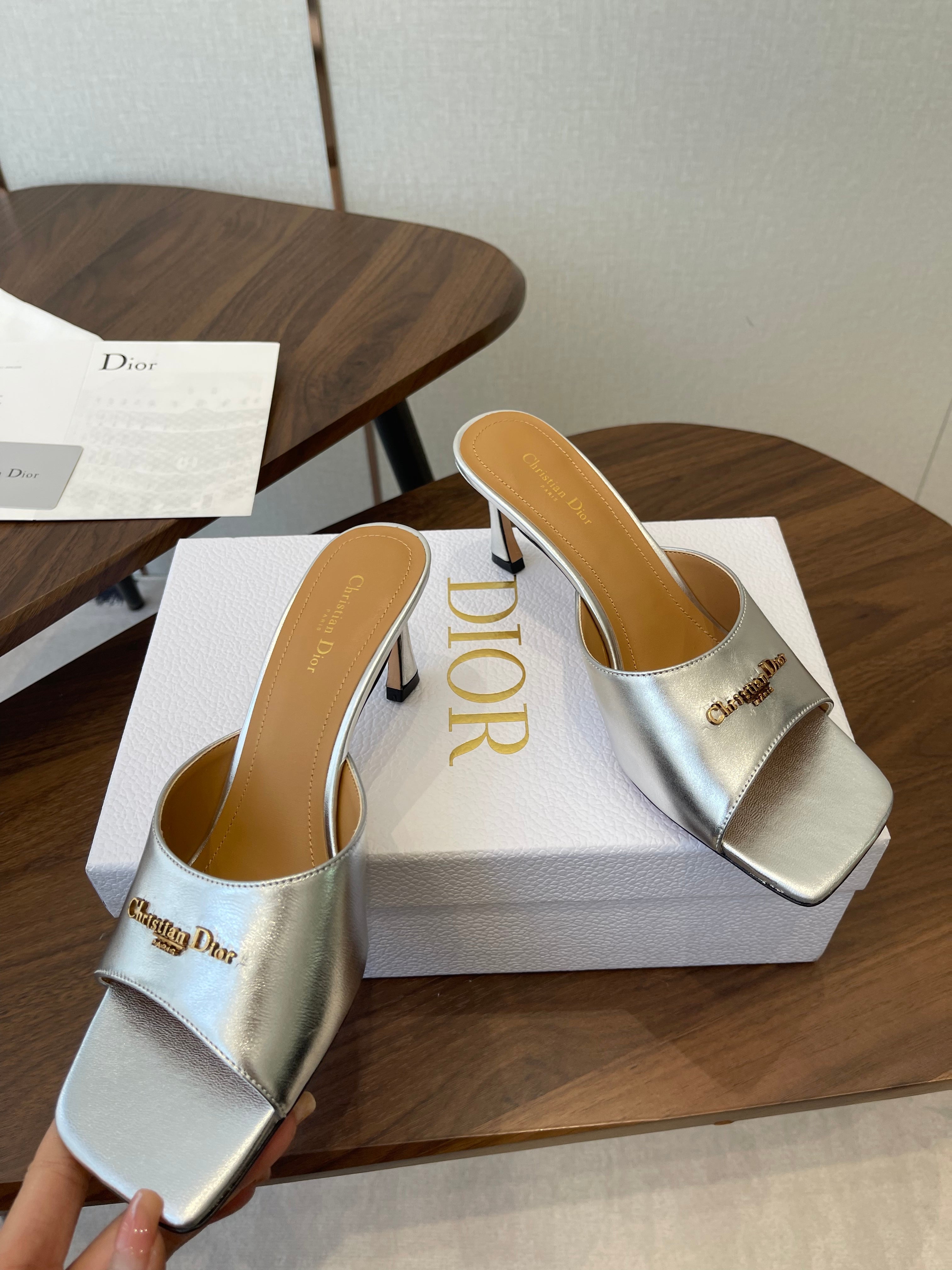 Dior 26 Sandal 70mm Silver in Cowhide 727965