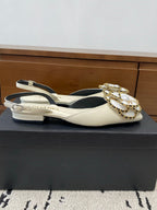 CC Classic Camellia Flat Slingback White Leather 729343