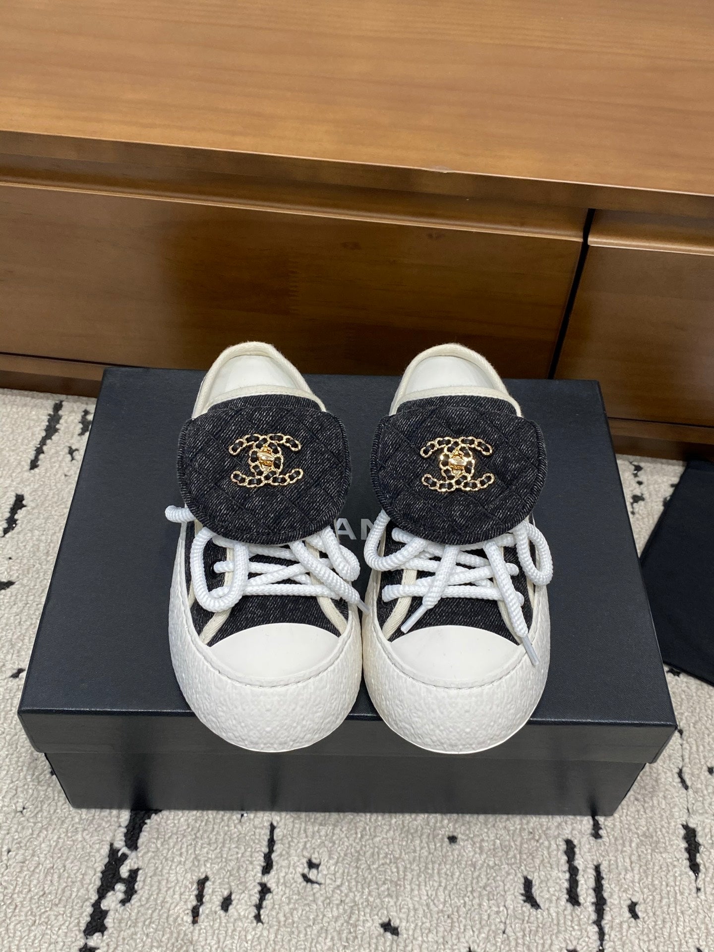 Chanel 26 Mules Casual Black White in Fabric 729327