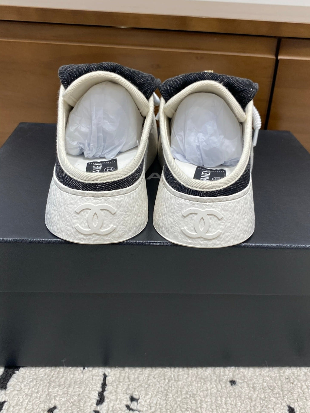 Chanel 26 Mules Casual Black White in Fabric 729327
