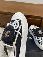 Chanel 26 Mules Casual Black White in Fabric 729327