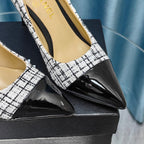 Chanel 26 Pointed Toe 85mm Pearl White in Coarse Tweed 712806