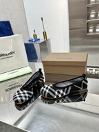 Burberry Classic Check Flats Black White in Fabric 729741