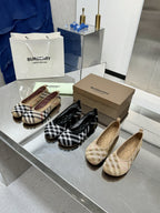 Burberry Classic Check Flats Black White in Fabric 729741