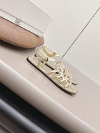 Loewe 26 Sandal Champagne Metallic in Sheepskin 738809