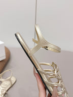 Loewe 26 Sandal Champagne Metallic in Sheepskin 738809