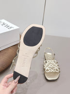 Loewe 26 Sandal Champagne Metallic in Sheepskin 738809