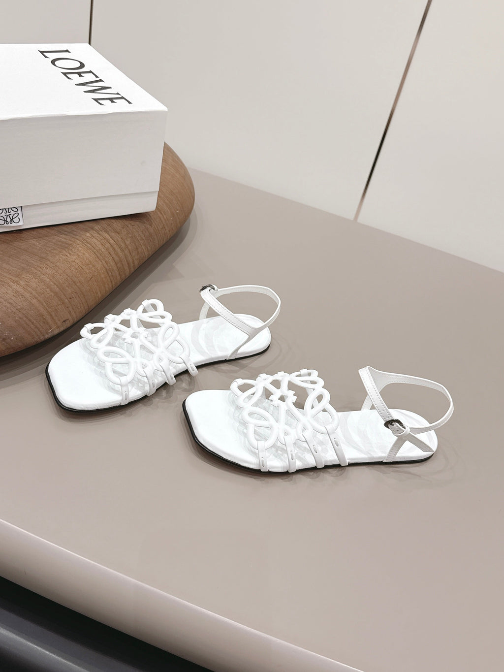 Loewe 26 Sandal White in Sheepskin 738805