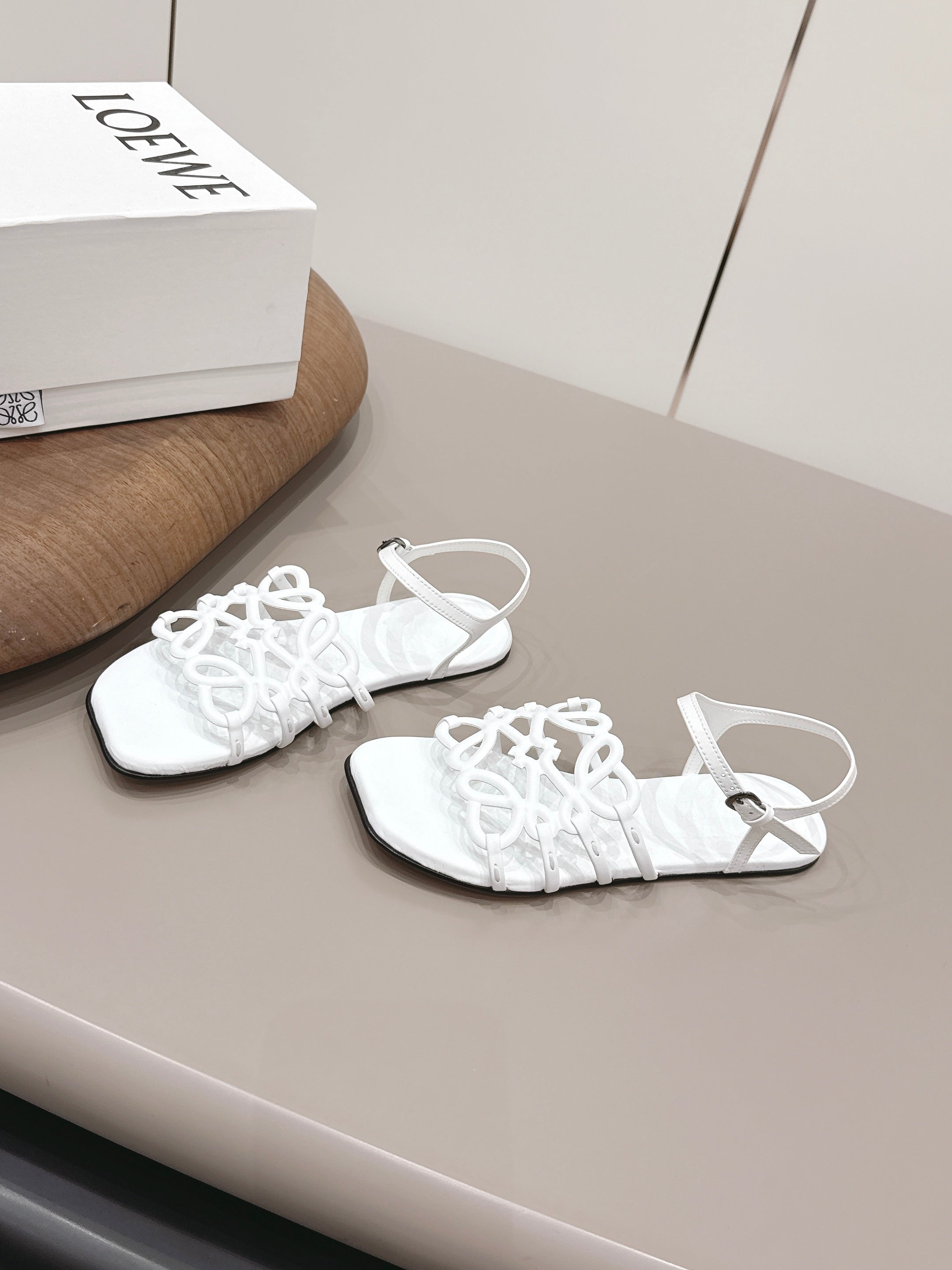 Loewe 26 Sandal White in Sheepskin 738805