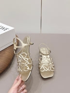 Loewe 26 Sandal 50 Champagne Metallic in Sheepskin 738803