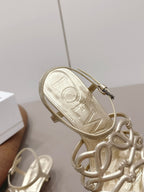 Loewe 26 Sandal 50 Champagne Metallic in Sheepskin 738803