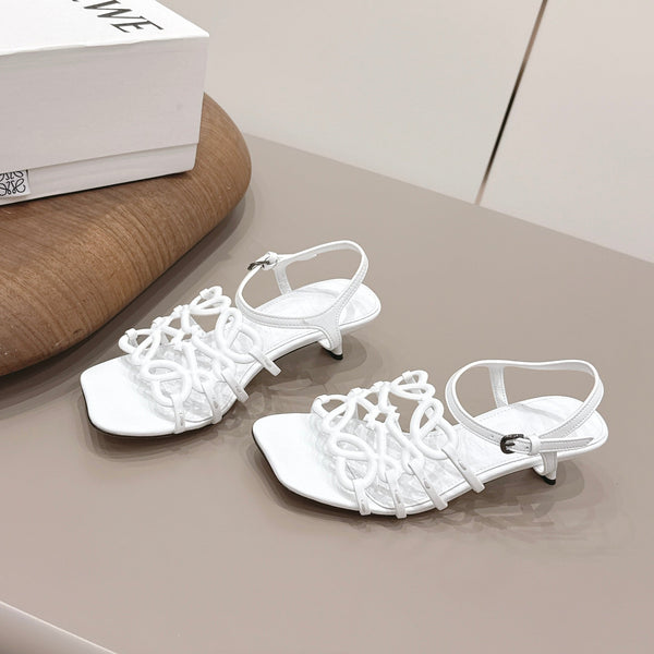 Loewe 26 Sandal 50 White in Sheepskin 738800