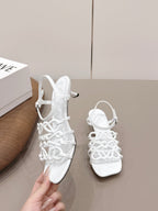 Loewe 26 Sandal 50 White in Sheepskin 738800