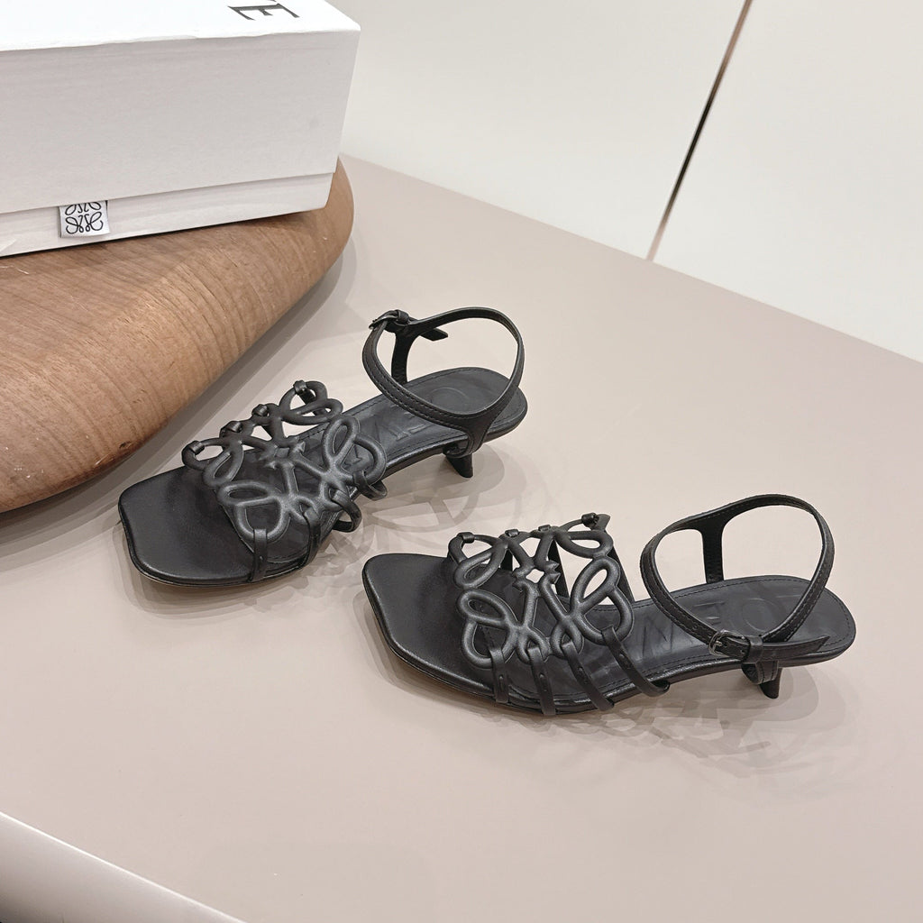 Loewe 26 Sandal 50 Black in Sheepskin 738799