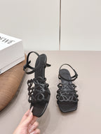 Loewe 26 Sandal 50 Black in Sheepskin 738799