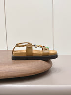 Loewe x Paula's Ibiza Anagram Pebble Bead Sandals Light Brown in Sheepskin 738798