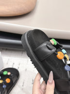 Loewe x Paula's Ibiza Anagram Pebble Bead Sandals Black in Sheepskin 738797